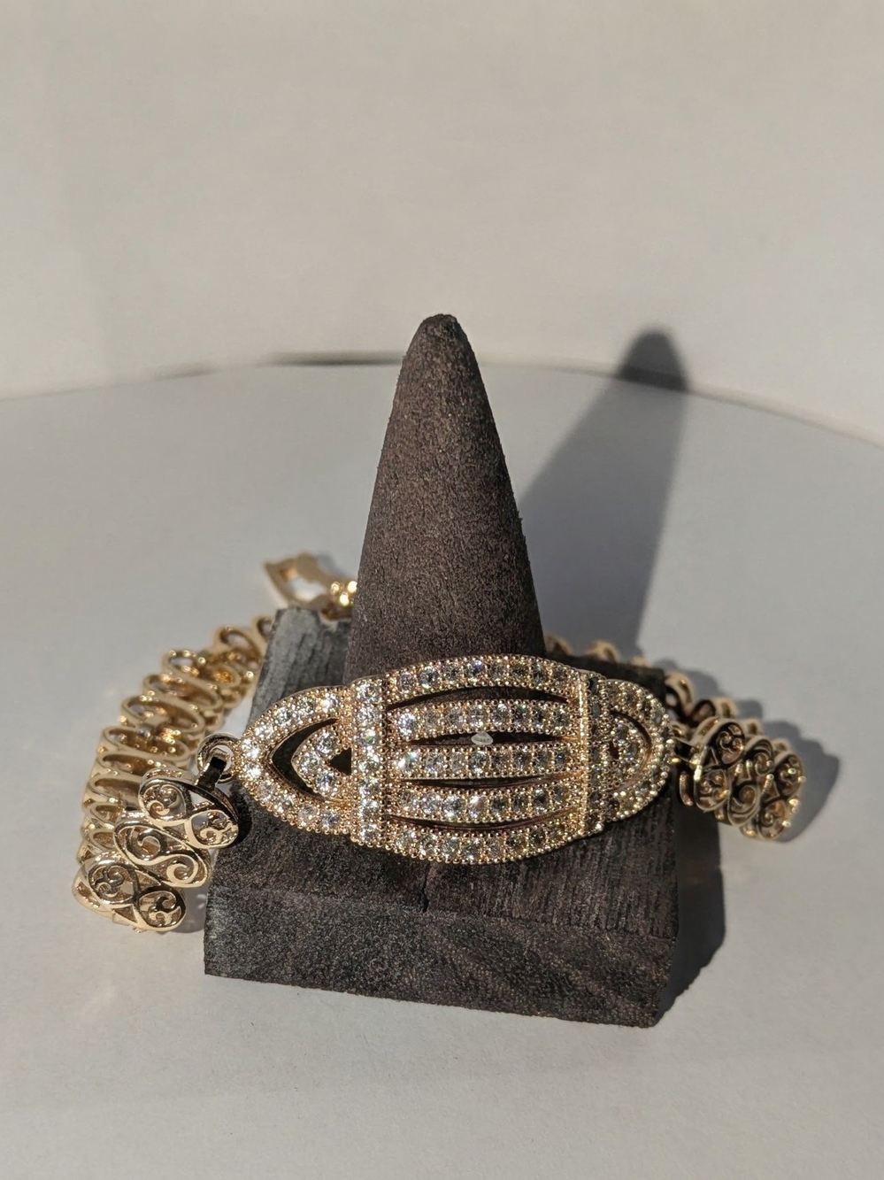 Gold Crystal Pavé Statement Bracelet - Women Jewelry